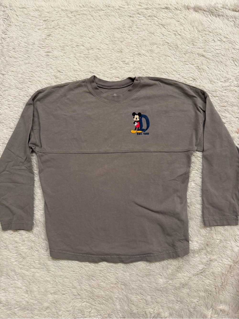 Gray Long-Sleeve Mickey Graphic Shirt